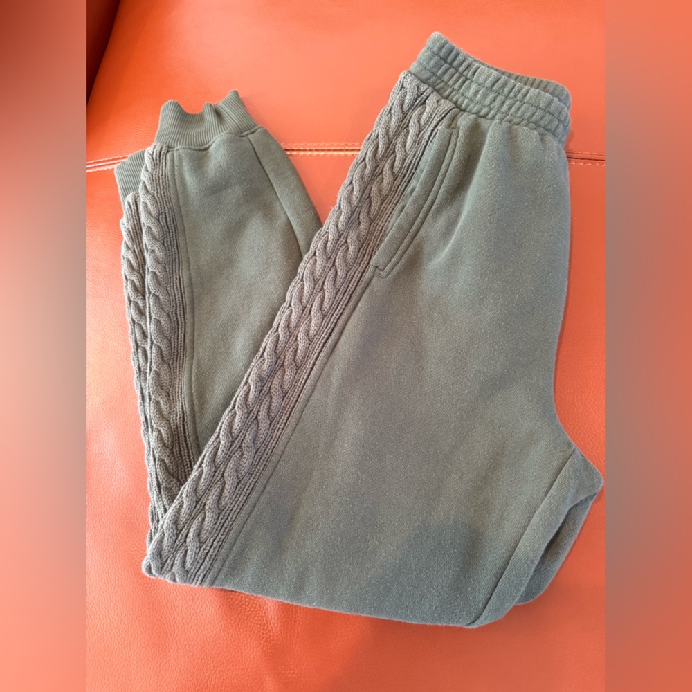Aerie XS Cable Knit Sweatpants Joggers Green Winter Women's Comfy